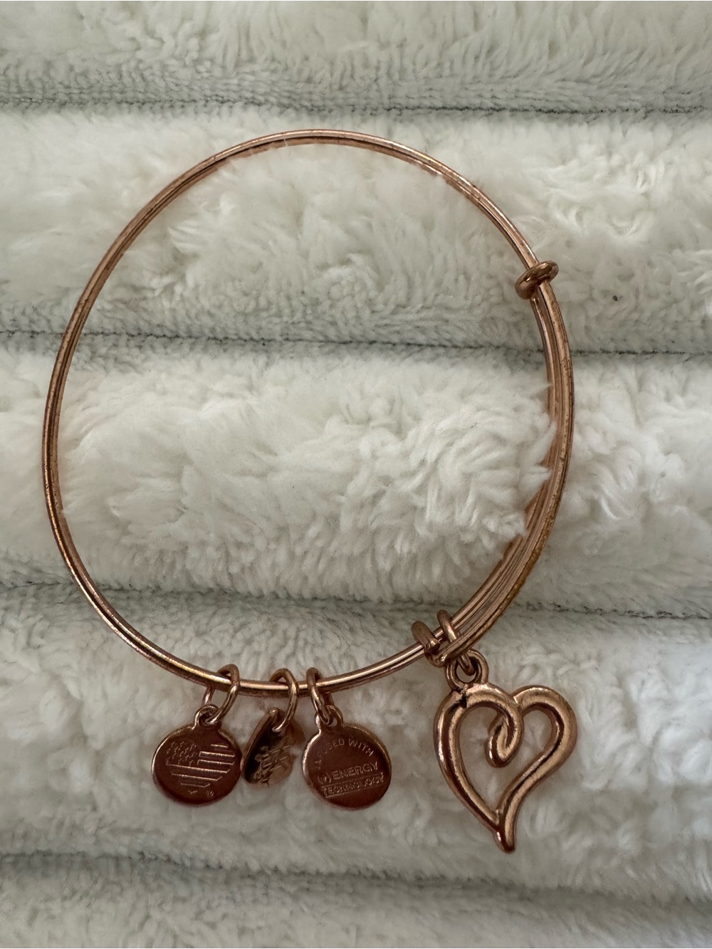 Alex and Ani Rose Gold Heart Charm Bangle Bracelet